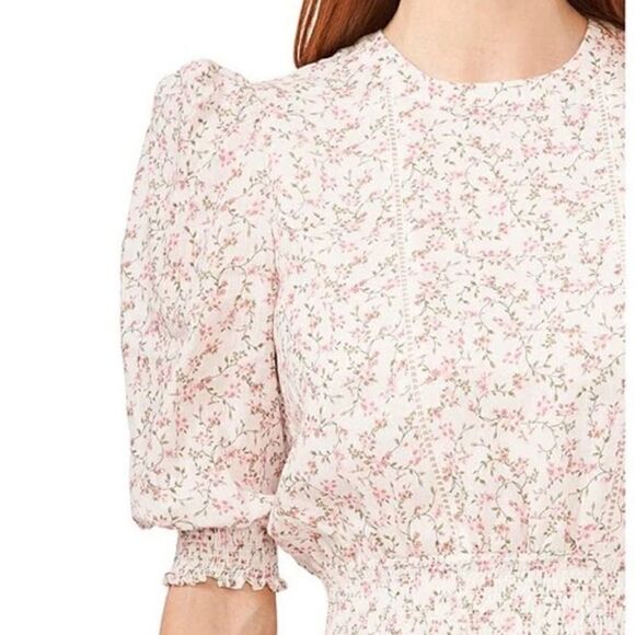 Chelsea & Violet Smocked Ruffle Ditsy Floral Print Puff Short Sleeve Dress - Picture 5 of 7